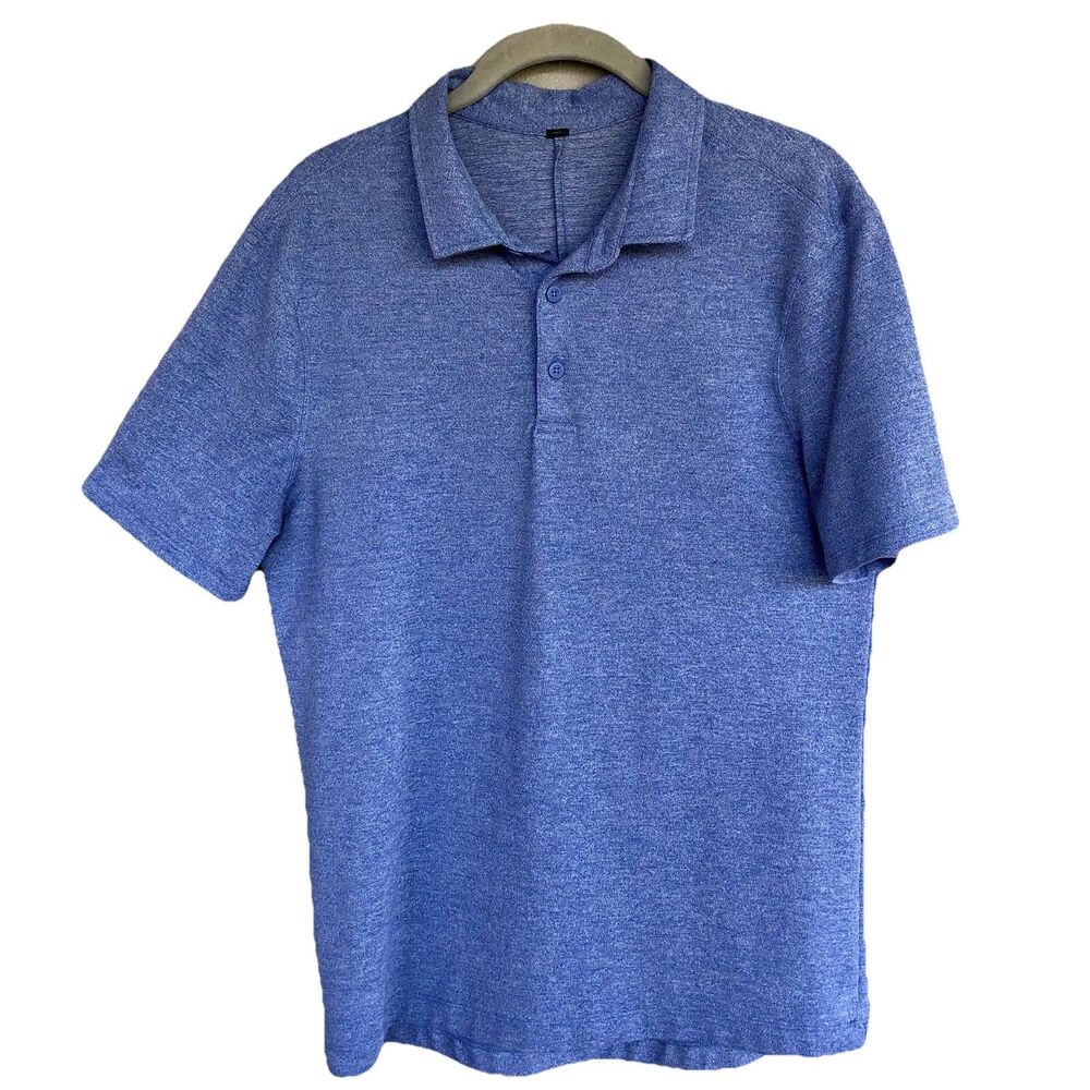 Lululemon Evolution Polo Shirt Mens Small Blue Performance Stretch Golf Casual